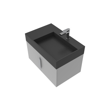 Castello Usa Amazon 30-inch Gray Right Vanity Set with Black Top and Chrome Handles CB-MC-30G-CHR-2056R-BL
